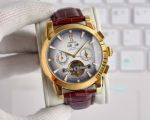 Replica Omega Co-Axial Automatic Watch White Dial Gold Bezel Brown Leather Strap 42mm